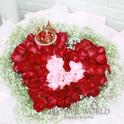 99 Double heart rose bouquet