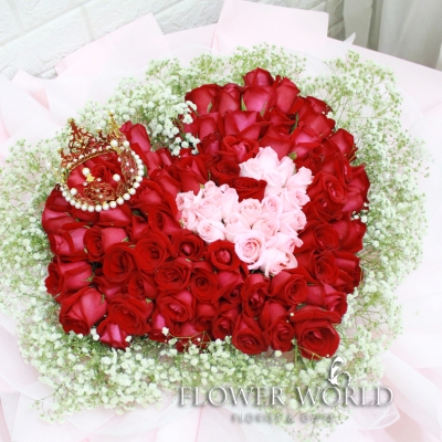 99 Double heart rose bouquet