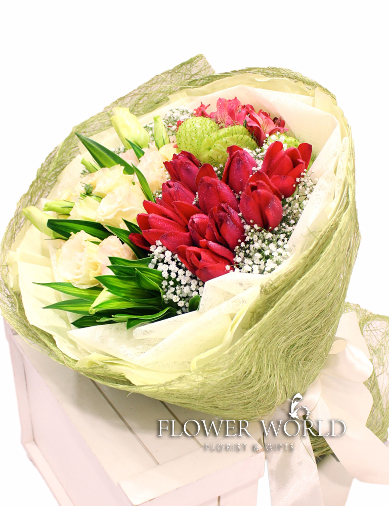 Red Tulips Champagne Eustomas Tulip Tulip Red Eustomas Hand