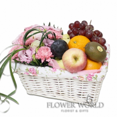 Fruit and Fresh Flowers Basket