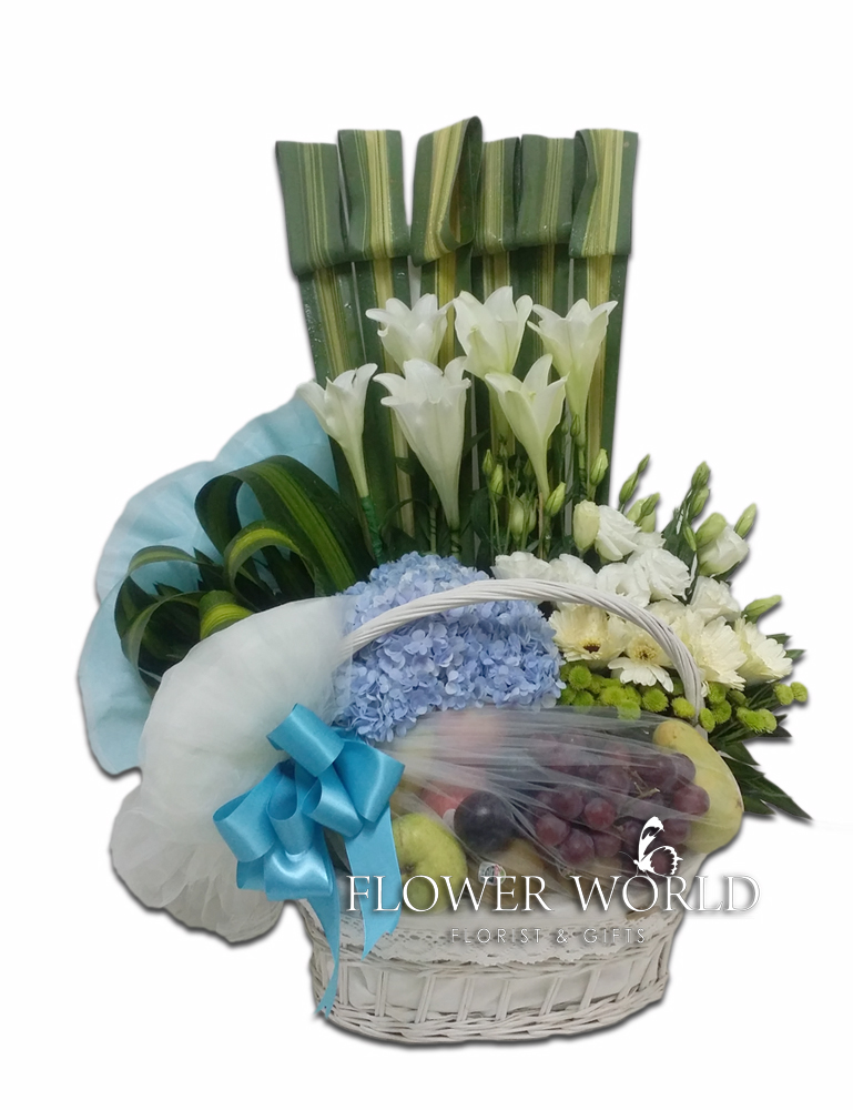Fruit and Flower Basket Assorted Fruits Basket Assorted Flowers