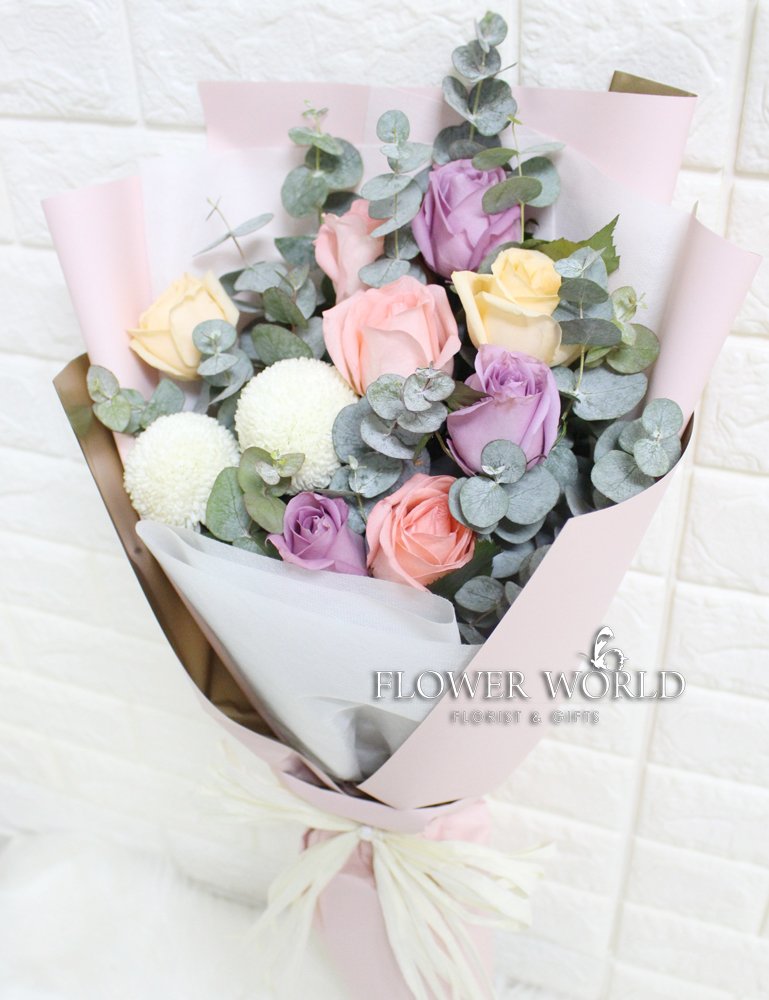 Pastel Bouquet Roses Gifts with Delivery Flowers with Delivery Online Florist Subang