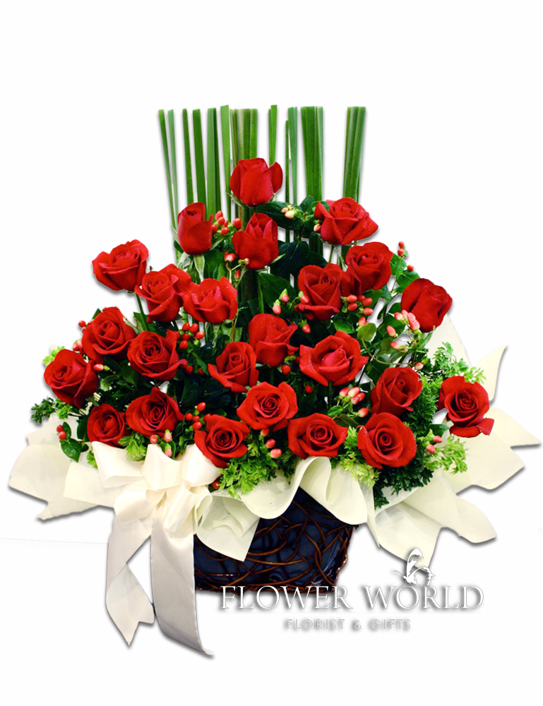Basket of Roses Fresh Roses Basket Arrangement Rose Flower Basket