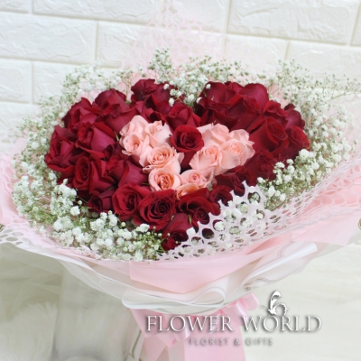 48 Heart Shaped Rose Bouquet